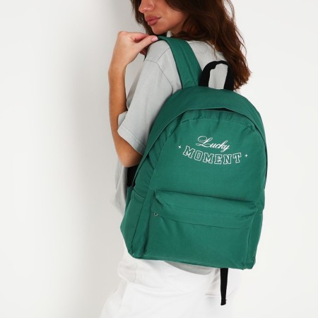 Backpack School Textile Lucky Moment, with pocket, 29x12x40, green color-11
