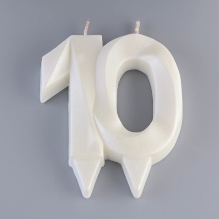 Candle in the cake jubilee "line", number "10", pearl, 6.5 cm-2