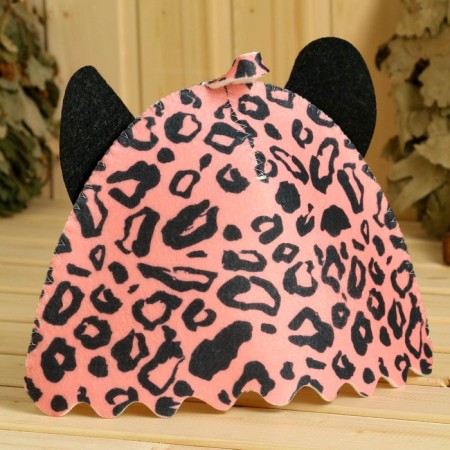 Bath cap with children's applique "Pink leopard"-3