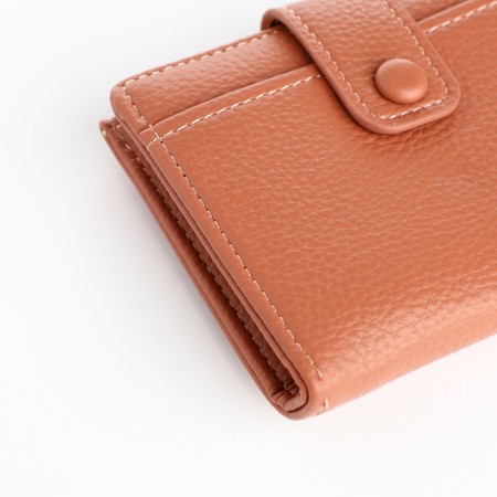 Women's wallet on the button, beige color-2