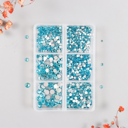 Decor for creativity Glass "Rhinestones. Blue Lake" d = 2-4.8 mm nr 1188 pcs 6x8x1.5 cm-1