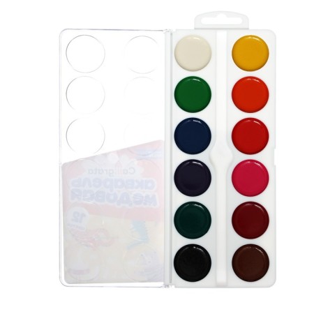 Watercolor 12 colors Calligrata, honey, without brush, plastic, mix-8