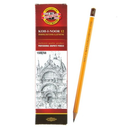 Chernographic pencil 2.5 mm, Koh-I-Noor 1500 6B, professional, l = 175 mm