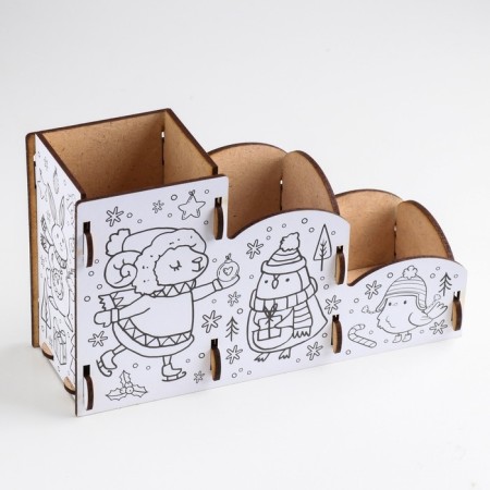 Organizer-painting for stationery "Feast at the rink" Beasts, 23x9x13 cm.-1