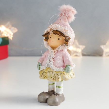 Souvenir Polystone Suspension "Girl in a pink jacket with a hood" 6x5x13 cm-3