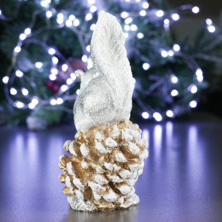 New Year's figure "Squirrel on the bump" silver, 7x10x18cm-2