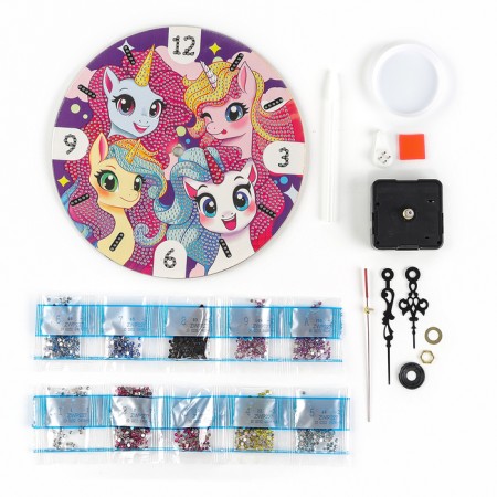 Diamond mosaic for children with partial filling on the watch "Unicorn", 20 x 20 cm-2