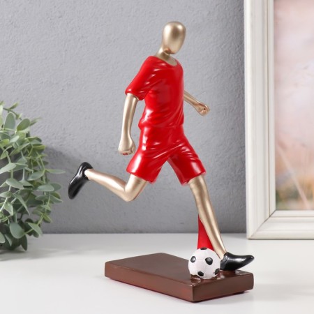 Souvenir Polystone "Athlete - Football player" Red with gold 16.8x24.3 cm