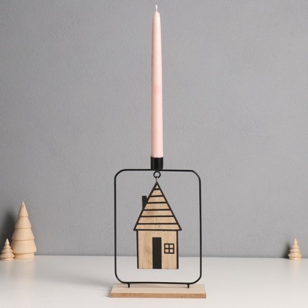 Climber metal, wood on 1 candle "House" d = 2 cm 6x15x24 cm