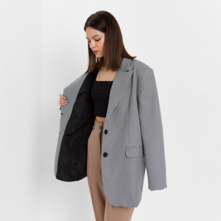 Women's jacket Minaku: Classic Black and White Color, Rr. 46-48-8