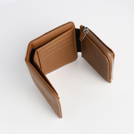 Women's wallet on a magnet, brown color-4