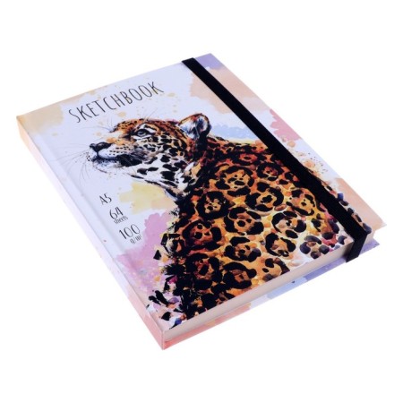 A5 sketchbook, 64 Leopard sheets, hard cover, Soft-Touch lamination, elastic band, tinted block 100 g/m2-1