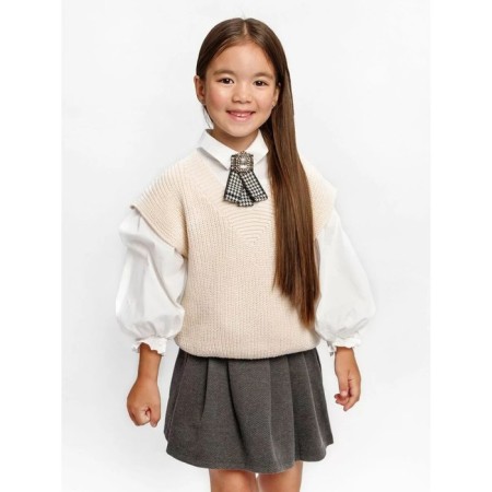 Vest for girl Knit, height 128 cm, milk color-2
