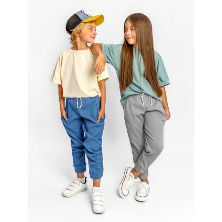 Children's jump (T-shirt, trousers), height 86-92 cm, mint color, gray color-8