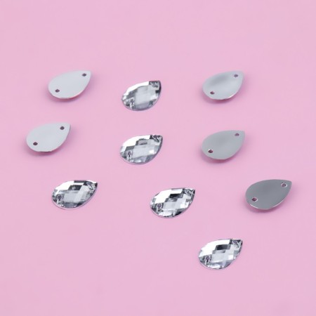 Rhinestones are sewing "drop", 10 × 14 mm, 20 pcs, white color-1