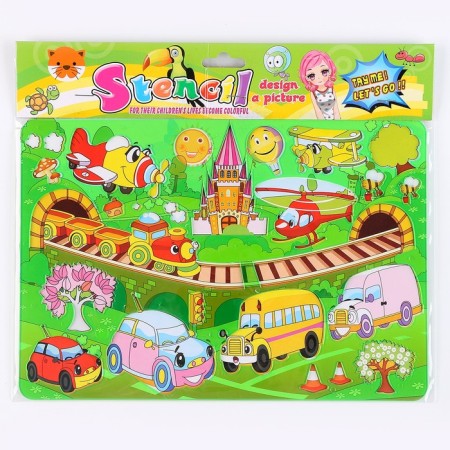 Stencil for kids "cute transport" with coloring-5