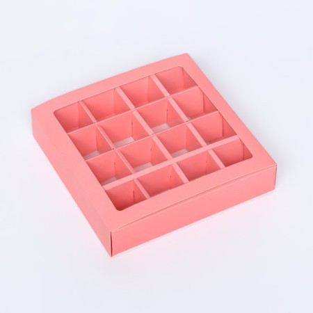 Box for sweets, 16 pcs, pink, 17.7 x 17.7 x 3.8 cm-1