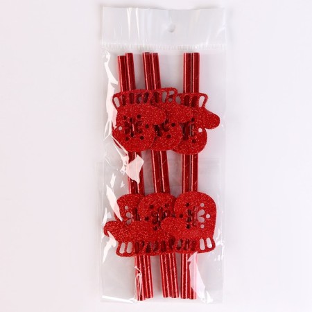 Pipe for the cocktail "mittens", in the set 6 pcs., Reds-3