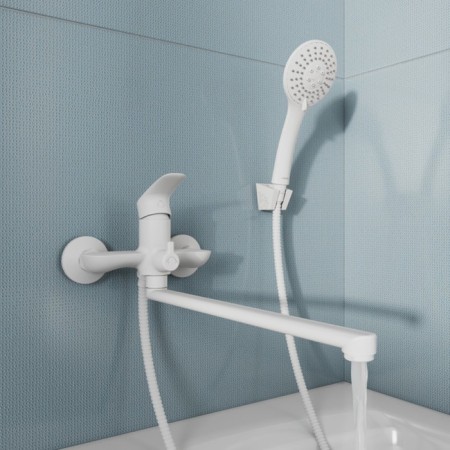 MILARDO RORA RORWT00M10 bath mixer, pour 350 mm, white matte-2