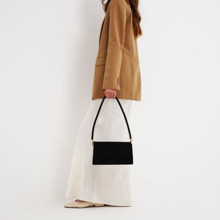 Female bag on one shoulder, on a zipper, black color-7