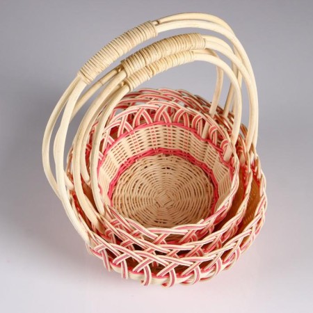 A set of baskets, 3 pcs, 23 × 12/38 cm, 21 × 11/37 cm, 19 × 10/36 cm, rotang-2