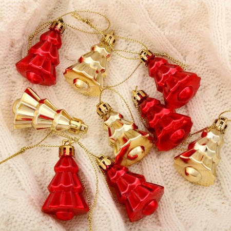 Jewelry decoration "Christmas tree" (set 9 pcs) 4x2.5 cm, red gold