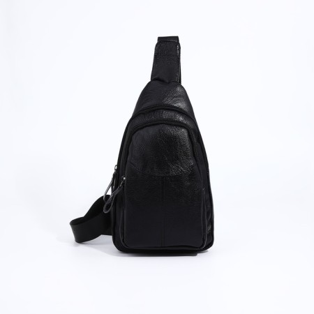 Male sling bag, artificial leather, black color-1
