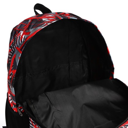 School backpack from textiles on lightning, 3 pockets, red-5