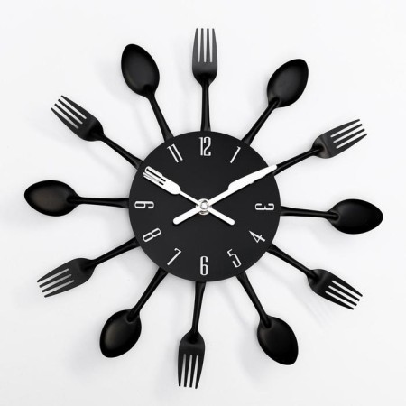 Wall clock, series: kitchen, "cutlery", smooth move, 32 x 32 cm, d-13 cm