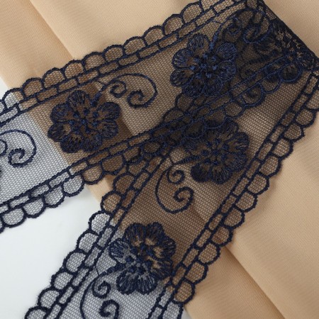 Lace on a grid, 50 mm × 11 ± 1 m, dark blue color-1