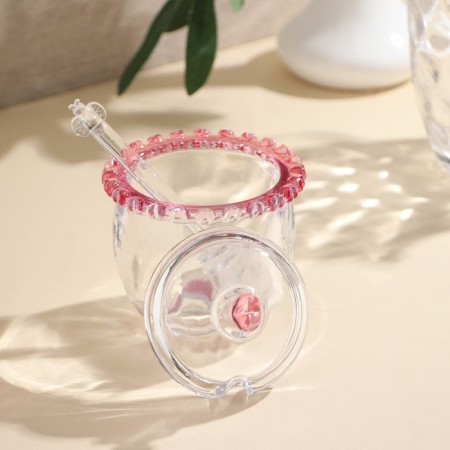 Glass jar for honey and jam with a spoon "Rose", 240 ml, 9.5 × 12 cm-1