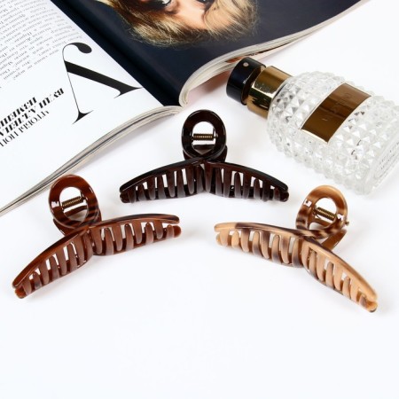 Hair crab "June" loop, 9 cm, brown-1