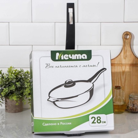 Frying pan “Granite Star”, D = 28 cm, plastic handle, glass cover, anti -stick coating, black color-7