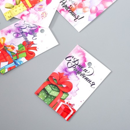 Cardboard "Happy Birthday" set 10 pcs (5 types) 4x6 cm-2