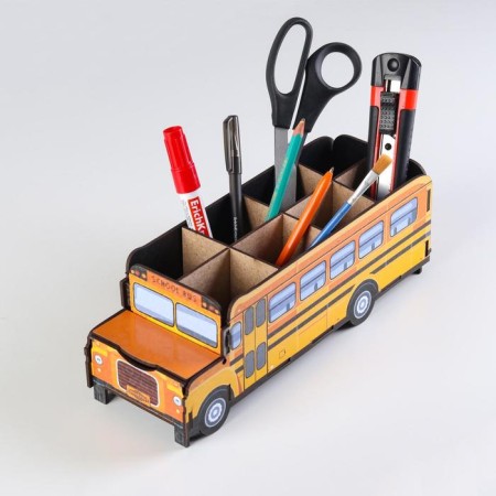 Chancellery stand wooden "School bus", with print