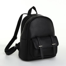 City backpack on a zipper, black color