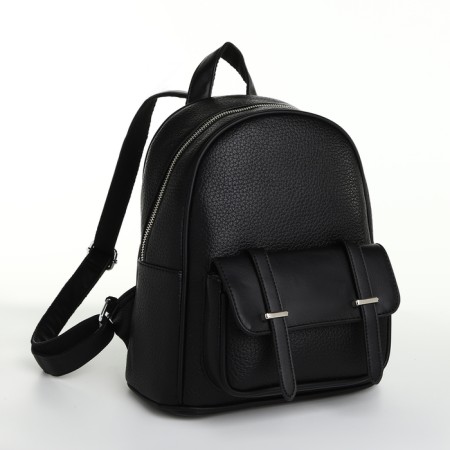 City backpack on a zipper, black color