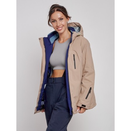 Ski jacket female winter, size 52, beige color-9