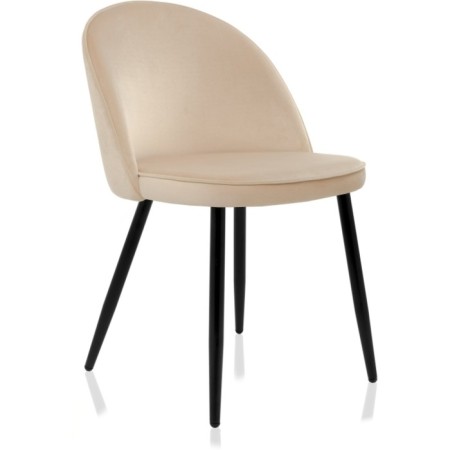 Metal frame stool Dodo metal/velor, black/beige 48x54x77 cm