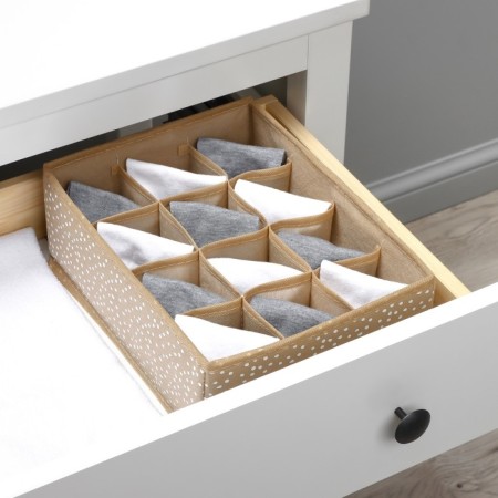 Organizer for storing linen Dailan "Points", 12 cells, 27 × 20 × 10 cm, beige color-9
