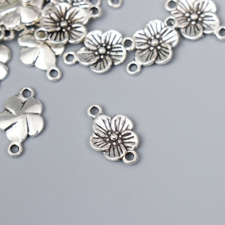 Connector for creativity Metal 2 Ears "forget -me -not" silver G081B807 1.7x1.1 cm