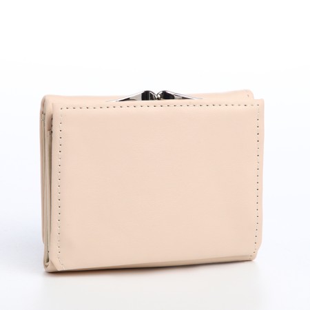 Women's wallet on the button, beige color-1