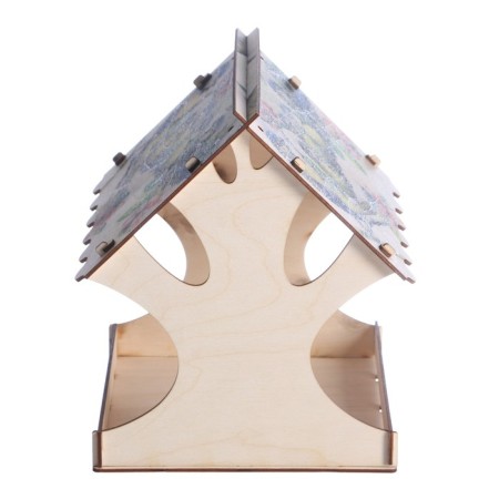 Bird feeder "Bird and chicks", with print, 24 × 24 × 27 cm-1