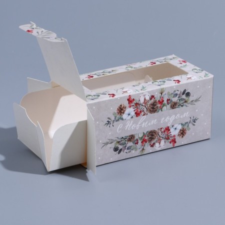 Box for Makarun "Festive watercolor" 12 x 5.5 x 5.5 cm, New Year-1