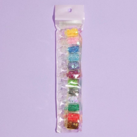 Sequins for decor "stars, hearts", 12 bottles, multi -colored-3