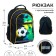 School backpack, 39 x 24 x 19 cm, ergonomic back, calligrata a "football", black