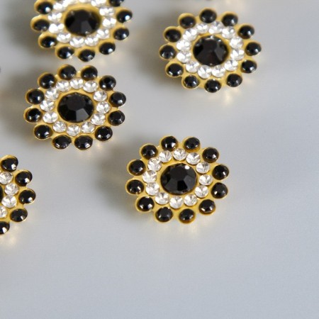 Decor for creativity Plastic "Black Sun Flower" set 12 pcs 1.4x1.4 cm