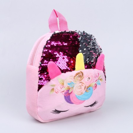 Baby backpack for the girl "Unicorn", with sequins, 24x26 cm-1