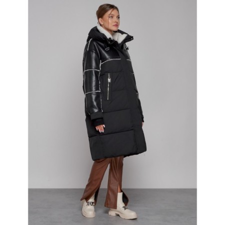 Coat insulated winter female, size 42, black color-2