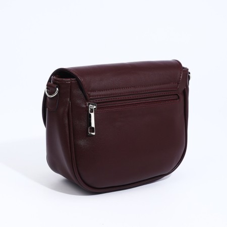 Richet bag on a magnet, outer pocket, long belt, burgundy color-1